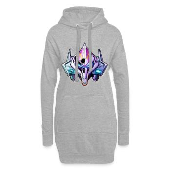 Casque de guerrier mécha néon - Sweat-shirt à capuche long Femme - gris chiné - Devant