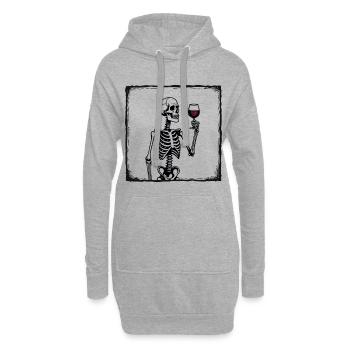 Squelette avec verre à vin Connaisseur de vins millésimés - Sweat-shirt à capuche long Femme - gris chiné - Devant