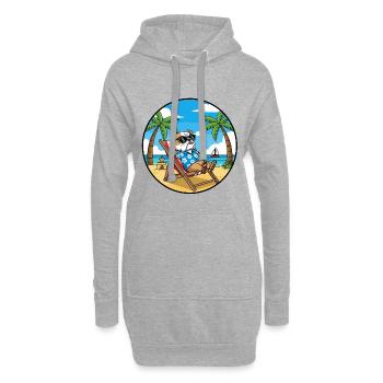 Coole Bulldog-Strandferien-Sommerstimmung - Hoodie-Kleid - Grau meliert - Vorne