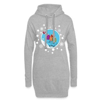 Winter-Schlitten-Humor – Nervenkitzel und Magie - Hoodie-Kleid - Grau meliert - Vorne
