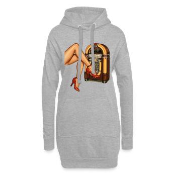 Rockabilly des années 50 Talons Épinglés Jambes Épinglées Jukebox Rétro - Sweat-shirt à capuche long Femme - gris chiné - Devant