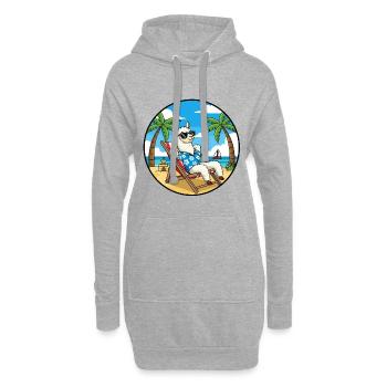 Coole Llama Beach Urlaubs-Sommer-Vibes - Hoodie-Kleid - Grau meliert - Vorne
