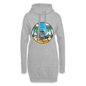Coole Eulenstrandurlaub-Sommervibes - Hoodie-Kleid - Grau meliert - Vorne