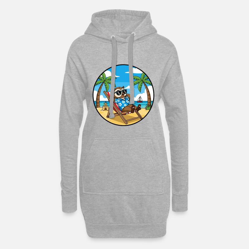 Coole Eulenstrandurlaub-Sommervibes - Hoodie-Kleid - Grau meliert