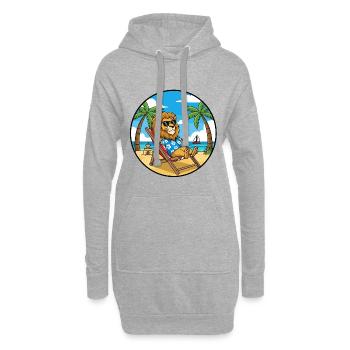 Coole Lion Beach Urlaubs-Sommerstimmung - Hoodie-Kleid - Grau meliert - Vorne