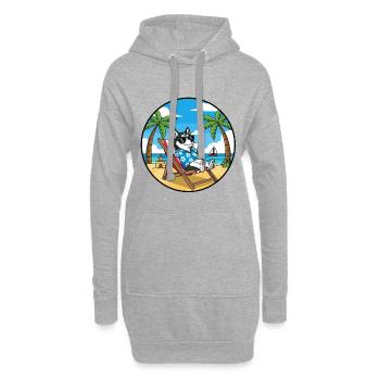 Coole Husky-Strandurlaubs-Sommervibes - Hoodie-Kleid - Grau meliert - Vorne