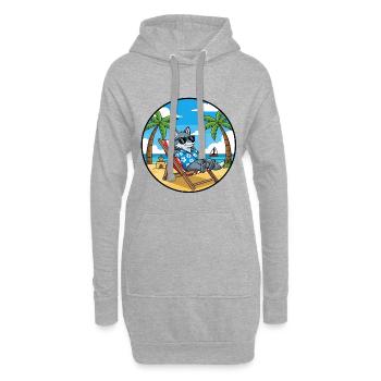 Coole Wolf Beach Urlaubs-Sommervibes - Hoodie-Kleid - Grau meliert - Vorne