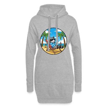 Coole Raccoon Beach Urlaubs-Sommervibes - Hoodie-Kleid - Grau meliert - Vorne