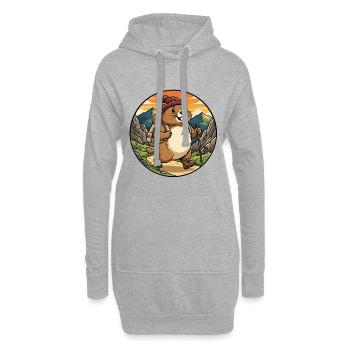 Fröhliches Wandern Marmot Mountain Trail Kunst - Hoodie-Kleid - Grau meliert - Vorne