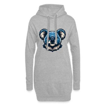 Blauer Koalakopf-Cartoon-Maskottchen-Logo - Hoodie-Kleid - Grau meliert - Vorne