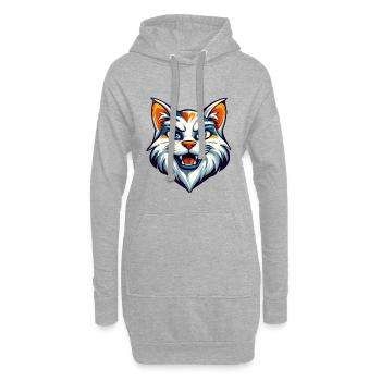 Mascotte féline féroce Logo - Sweat-shirt à capuche long Femme - gris chiné - Devant