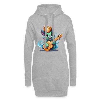 Fabelwesen Gitarrist am Strand - Hoodie-Kleid - Grau meliert - Vorne