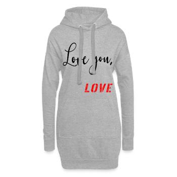 Valentinstag – Love You-Botschaft - Hoodie-Kleid - Grau meliert - Vorne