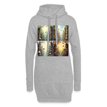 Les Quatre Saisons dans la Cité des Livres - Sweat-shirt à capuche long Femme - gris chiné - Devant