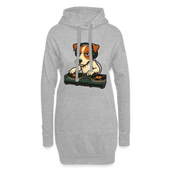 Jack Russell Terrier DJ Platines Cadeau Techno - Sweat-shirt à capuche long Femme - gris chiné - Devant