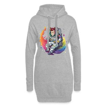 Galaktischer Gitarrenrocker im All - Hoodie-Kleid - Grau meliert - Vorne