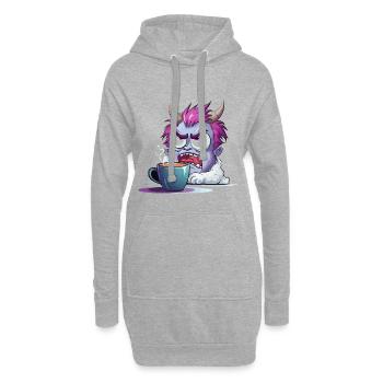 Monstre obsédé par le café - Sweat-shirt à capuche long Femme - gris chiné - Devant