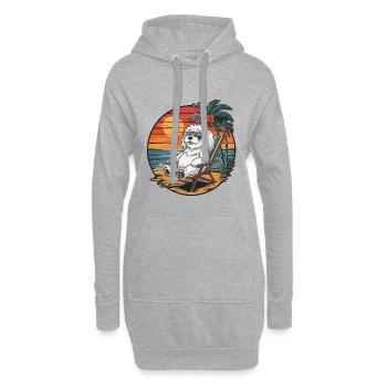 Lustiger Malteserhund am Strand, Sommerurlaub Sonnenuntergang - Hoodie-Kleid - Grau meliert - Vorne