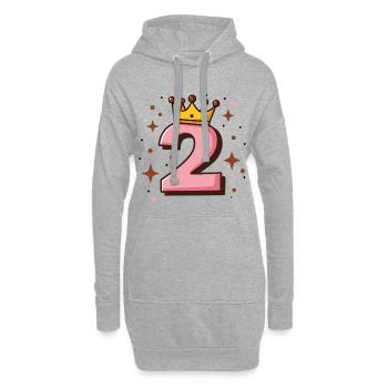 Numéro 2 Rose Royal - Sweat-shirt à capuche long Femme - gris chiné - Devant