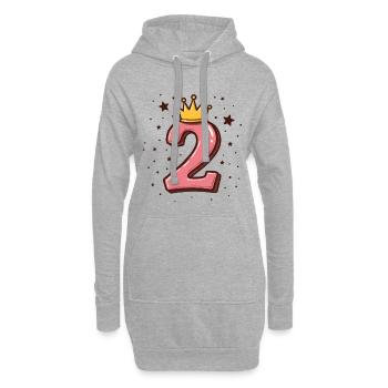 2. Geburtstag Kleine Prinzessin Krone - Hoodie-Kleid - Grau meliert - Vorne
