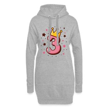 3. Geburtstag Kleine Prinzessin mit Krone - Hoodie-Kleid - Grau meliert - Vorne