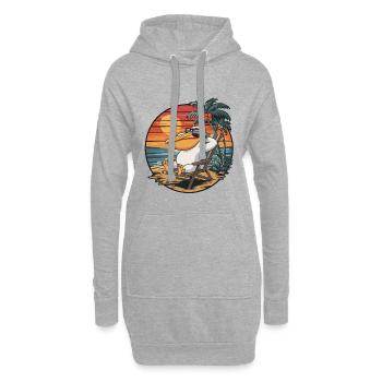 Lustiger Pelikan am Strand, Sommerurlaub Sonnenuntergang - Hoodie-Kleid - Grau meliert - Vorne