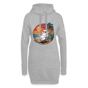 Lustige Perserkatze am Strand, Sommerurlaub Sonnenuntergang - Hoodie-Kleid - Grau meliert - Vorne