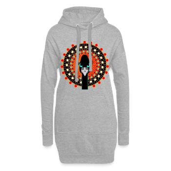 Vogel mit Haltung - Hoodie-Kleid - Grau meliert - Vorne