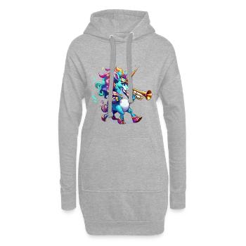 Sort de couleur de la trompette licorne - Sweat-shirt à capuche long Femme - gris chiné - Devant