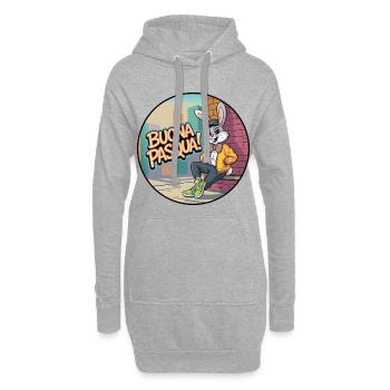 Urban Rabbit : Joyeuses Pâques ! - Sweat-shirt à capuche long Femme - gris chiné - Devant