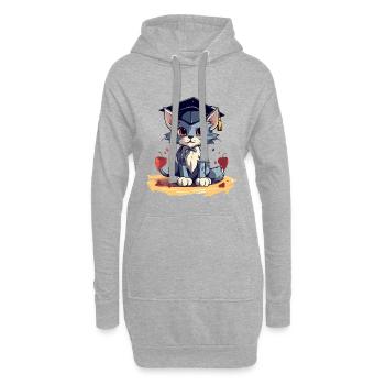 Abschluss Katze mit Graduationskappe - Hoodie-Kleid - Grau meliert - Vorne