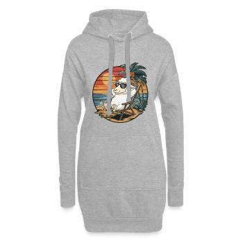 Lustige Schafe am Strand, Sommerurlaub Sonnenuntergang - Hoodie-Kleid - Grau meliert - Vorne