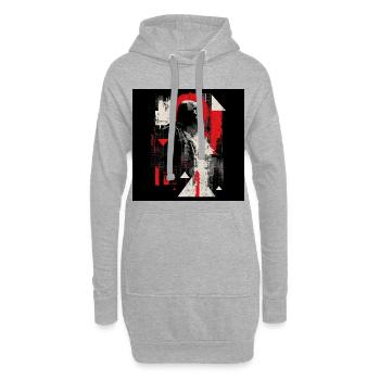 Hooded Echo Geometric Neon - Hoodie-Kleid - Grau meliert - Vorne