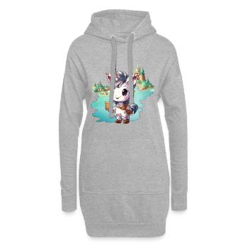 Kleiner Unicorn mit Buch am See - Hoodie-Kleid - Grau meliert - Vorne