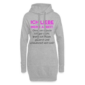 Ich liebe meine Arbeit Neon Pink - Hoodie-Kleid - Grau meliert - Vorne