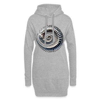 Fantasie Fossil Spirale Knochenfisch Metamorphose - Hoodie-Kleid - Grau meliert - Vorne