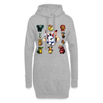 Happy Cartoon Animals Bunny Design - Sweat-shirt à capuche long Femme - gris chiné - Devant
