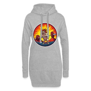 Haltérophile loup sous le feu du soleil - Sweat-shirt à capuche long Femme - gris chiné - Devant