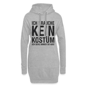 Karneval Fasching Fasnet Kostüm - Hoodie-Kleid - Grau meliert - Vorne
