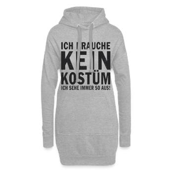 Karneval Fasching Fasnet Kostüm - Hoodie-Kleid - Grau meliert - Vorne