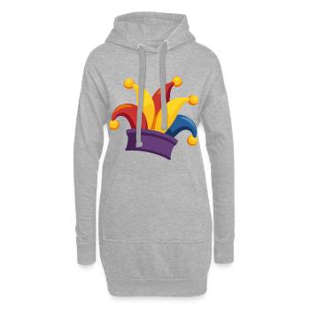 Klassische Narrenkappe für Karneval und Fasching - Hoodie-Kleid - Grau meliert - Vorne