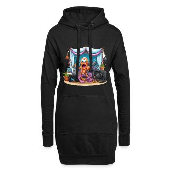Oktopus Influencer auf Bühne - Hoodie-Kleid - Schwarz - Vorne