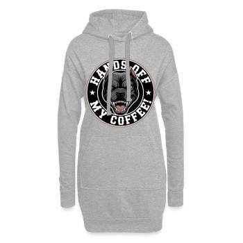 Chemise café drôle avec chien en colère - Sweat-shirt à capuche long Femme - gris chiné - Devant