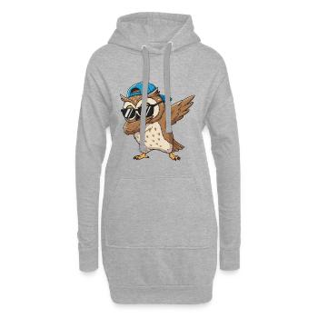 Cool Dabbing Owl Sonnenbrillen-Cartoon-Kunst - Hoodie-Kleid - Grau meliert - Vorne