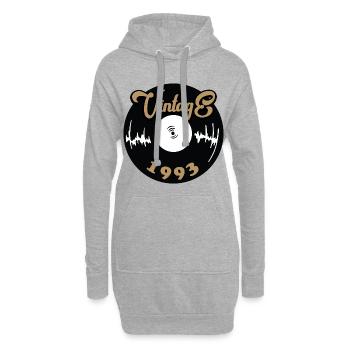 Design vinyle vintage 1993 - Sweat-shirt à capuche long Femme - gris chiné - Devant