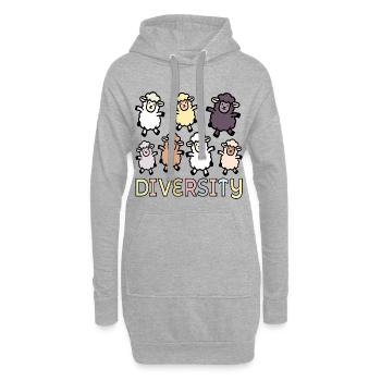 Vielfalt Schaf-Inklusion - Hoodie-Kleid - Grau meliert - Vorne