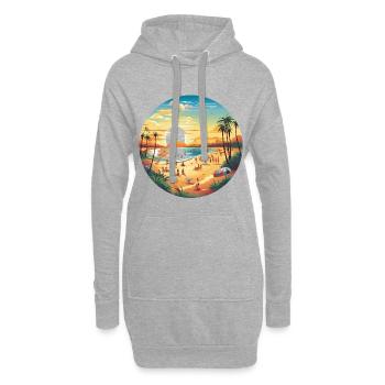 Tropischer Kreisstrand Sonnenuntergang - Hoodie-Kleid - Grau meliert - Vorne