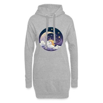 Rêve lunaire de licorne sur les nuages - Sweat-shirt à capuche long Femme - gris chiné - Devant