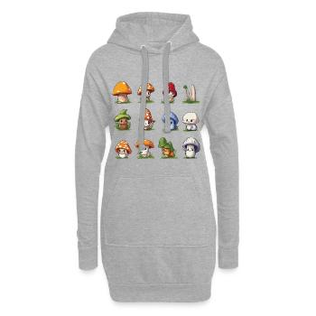 Amis Champignons mignons – Personnages Champignons - Sweat-shirt à capuche long Femme - gris chiné - Devant