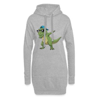 Dessin animé de lunettes T-Rex à appliquer à la perfection - Sweat-shirt à capuche long Femme - gris chiné - Devant